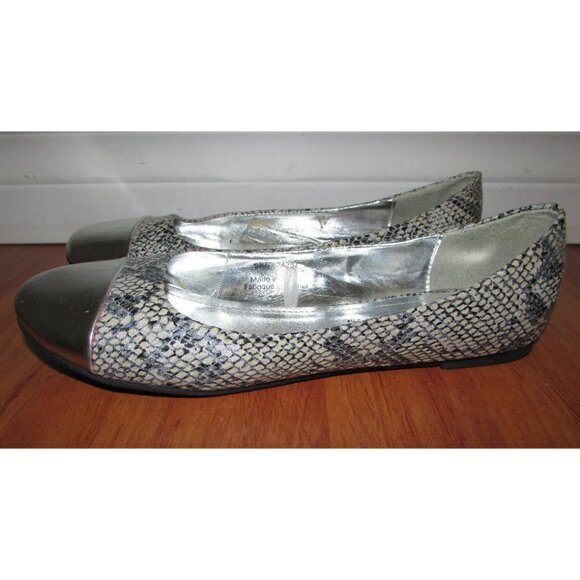 Candy Couture Snakeskin Print Silver Toe Flats - Sz 8 - Picture 6 of 10